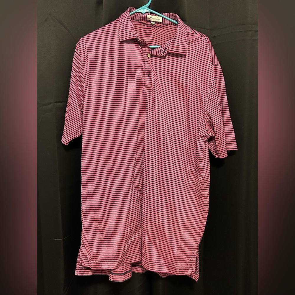 Peter Millar Polo Shirt Adult Large Black Pink Lightweight Golf Golfing Men